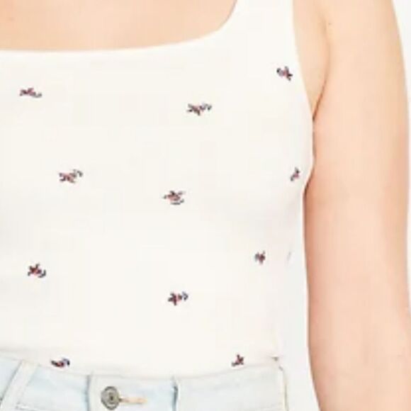 Old navy plus xxl size Ultra-Crop Rib-Knit Top White Floral Tank Top Womens plus - Picture 12 of 17